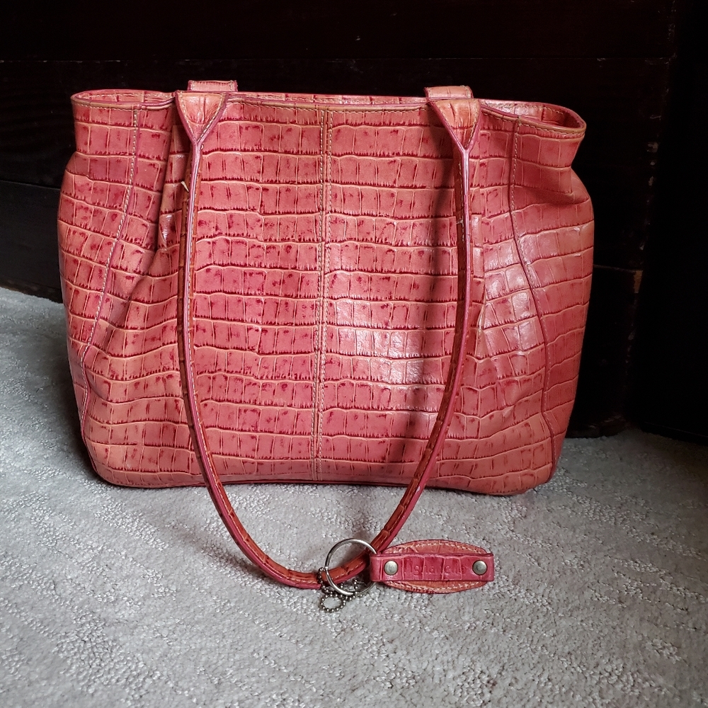 Tignanello Pink Snakeskin Shoulder Bag